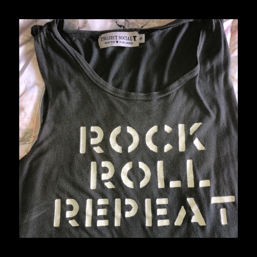 Rock roll repeat tank / green